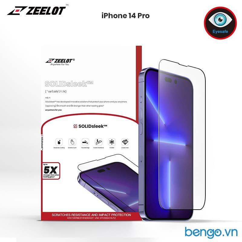  Dán Cường Lực Chống Ánh Sáng Xanh iPhone 14 Pro SOLIDSLEEK ZEELOT 