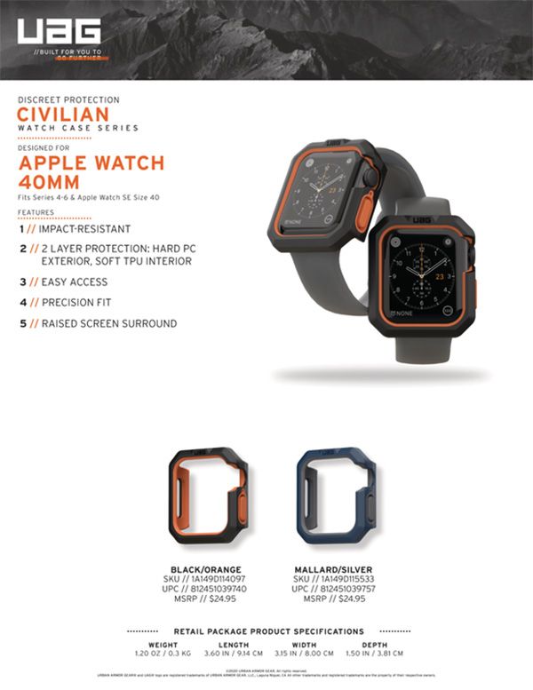  Ốp Apple Watch UAG Civilian chống sốc 