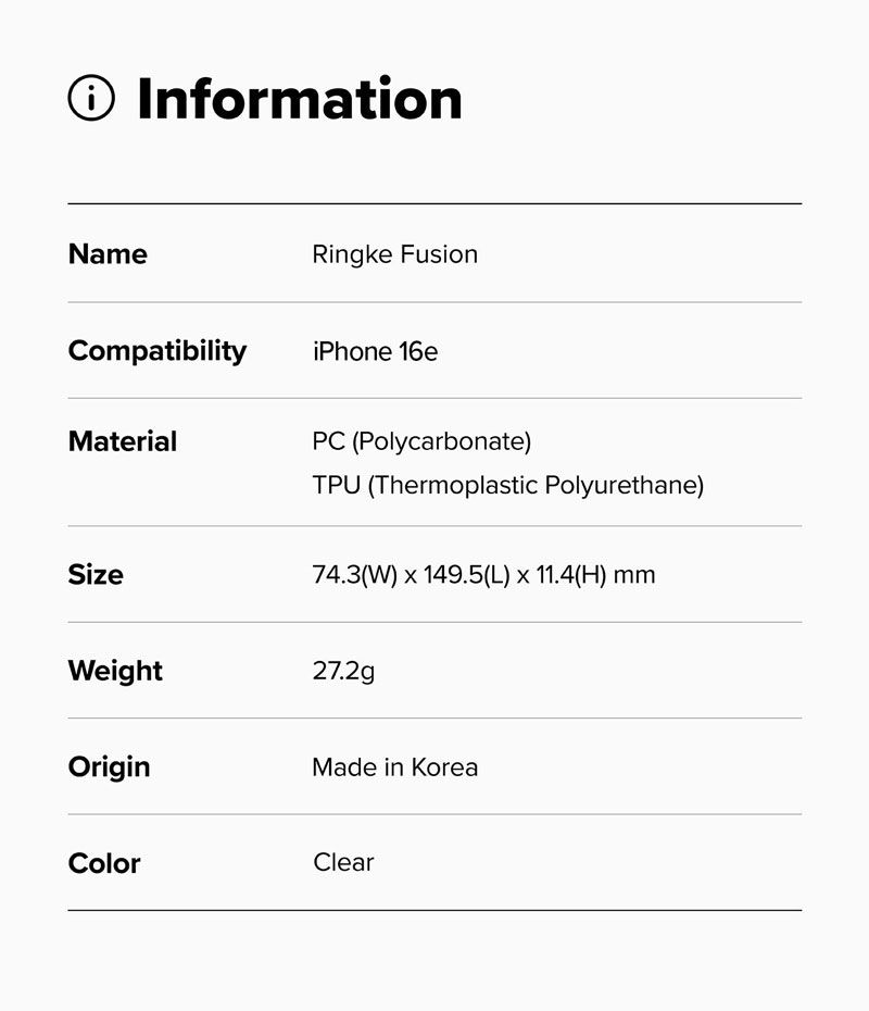 Ốp lưng iPhone 16e RINGKE Fusion 