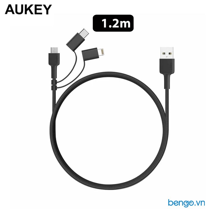  Cáp 3 Trong 1 AUKEY MFI Lightning Với Micro-USB & USB-C 1.2m - CB-BAL5 