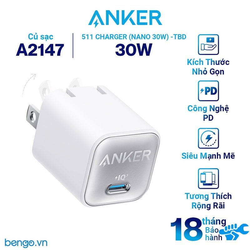  Sạc ANKER 511 Nano 3 30W - A2147 