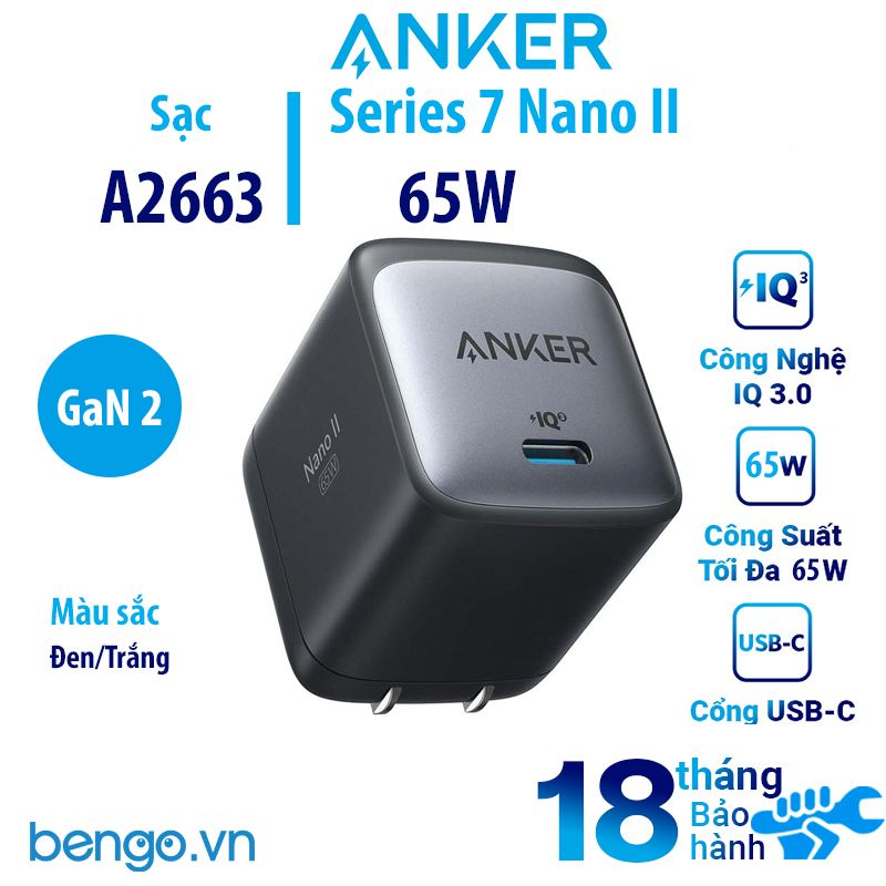  Sạc Anker 715 (Nano II 65W) USB-C - A2663 