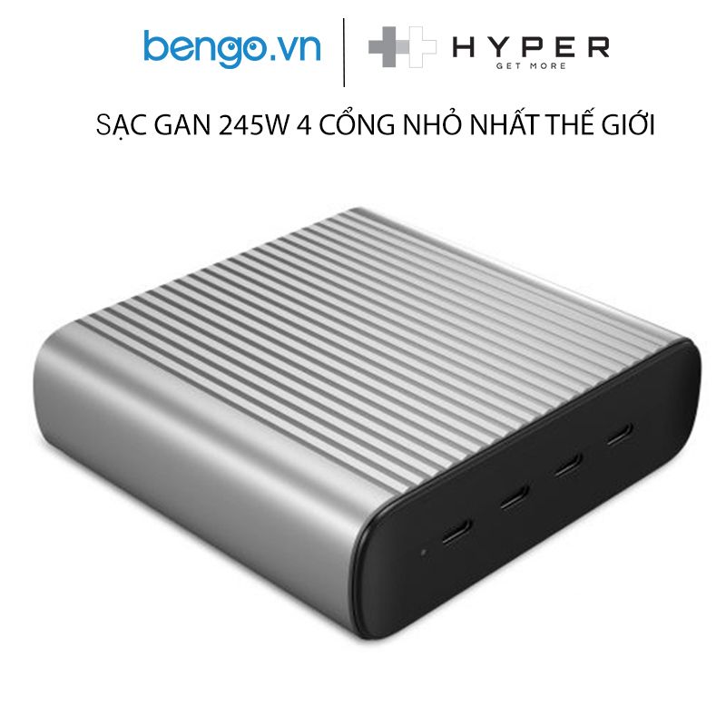  SẠC HYPERJUICE 245W GAN 4 USB-C PD/PPS/QC4.0+ NHỎ NHẤT THẾ GIỚI - GAN245 