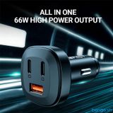  Sạc Xe Hơi ACEFAST 66W 3 Cổng 2xUSB-C + USB-A - B3 