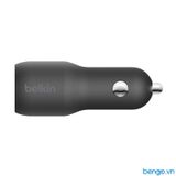  Sạc Xe Hơi Belkin 24W 2 Cổng USB-A 12W - CCB001btBK 