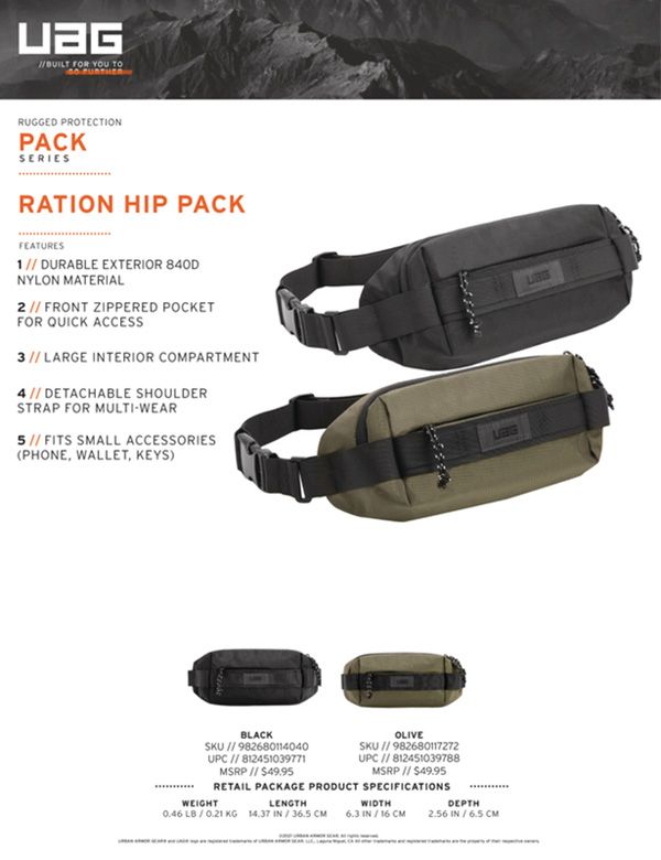  Túi đeo chéo UAG Hip Pack thời trang, chống nước 