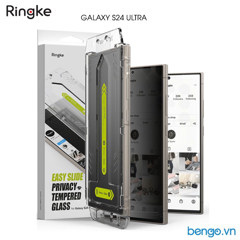  [Combo 2] Dán cường lực chống nhìn trộm Samsung Galaxy S24 / S24 Plus / S24 Ultra RINGKE Easy Slide Privacy Tempered Glass 