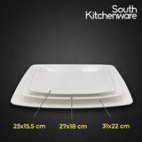  Dĩa chữ nhật phắng 23x15.5cm, 27x18cm, 31x22cm Misc_Assortment Lys Trắng Ngà sứ tráng men cao cấp Minh Long 