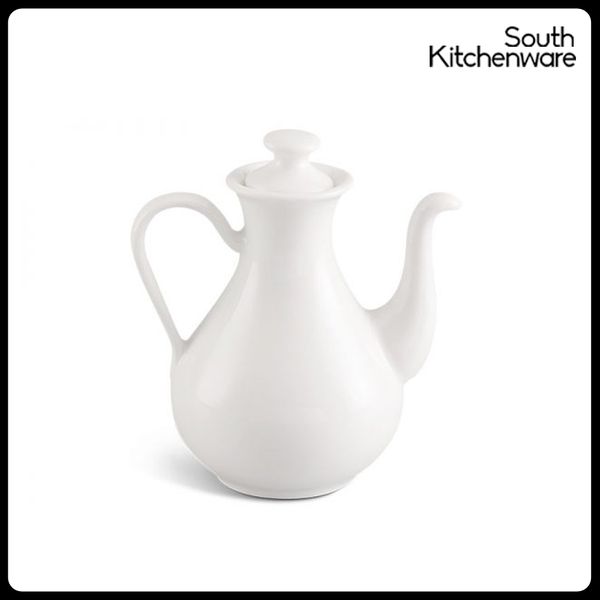 Bình nước tương + nắp cao cấp chất liệu sứ tráng men Jasmine Trắng(bộ)