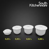  Thố 0.23L, 0.33L, 0.52L, 0.88L kèm nắp Daisy Lys Trắng Ngà sứ tráng men cao cấp Minh Long (cái) 