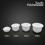  Thố 0.23L, 0.33L, 0.52L, 0.88L kèm nắp Daisy Lys Trắng Ngà sứ tráng men cao cấp Minh Long (cái) 