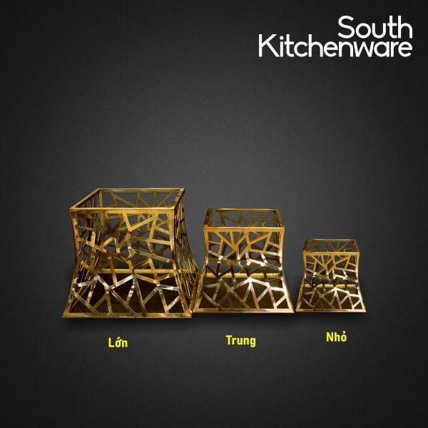  Kệ Inox trưng bày buffet kết cấu mạ vàng (loại nhỏ) 