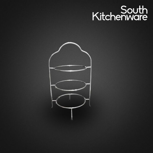  Kệ Inox trưng bày buffet _ Kệ xách tròn 3 tầng mỏng 