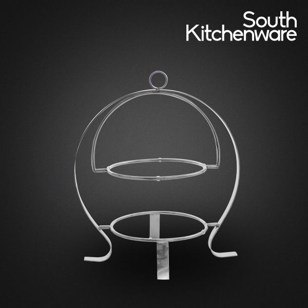  Kệ Inox trưng bày buffet _ kệ xách tay tròn 2 tầng 