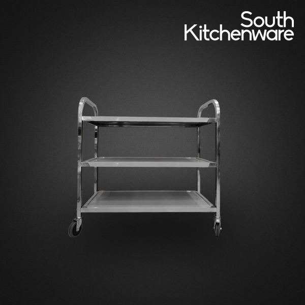  Dụng cụ nhà hàng, quán ăn, bếp _ Xe đẩy Inox 3 tầng 