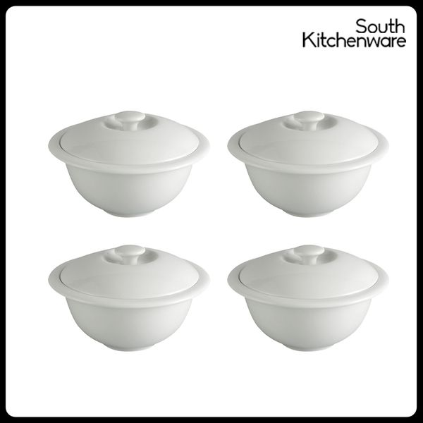 Thố vành 12cm + nắp Misc_Assortment Lys Trắng Ngà sứ tráng men cao cấp(cái)