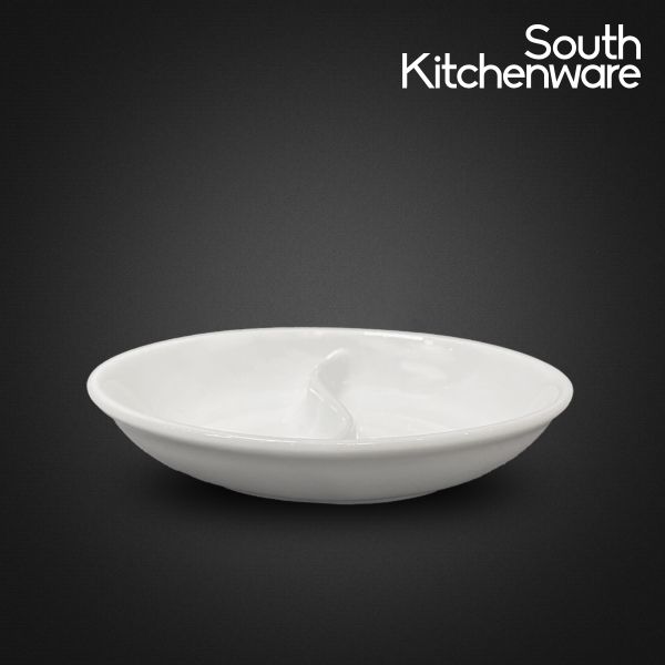 Chén chấm 2 ngăn sứ tráng men cao cấp Jasmine Trắng(cái)