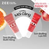  Combo Môi Căng Son dưỡng hồng môi Lựu Đỏ + Bưởi Hồng ZEE ZEE dạng tuýp 6g x 2  Skincare cho Nữ 