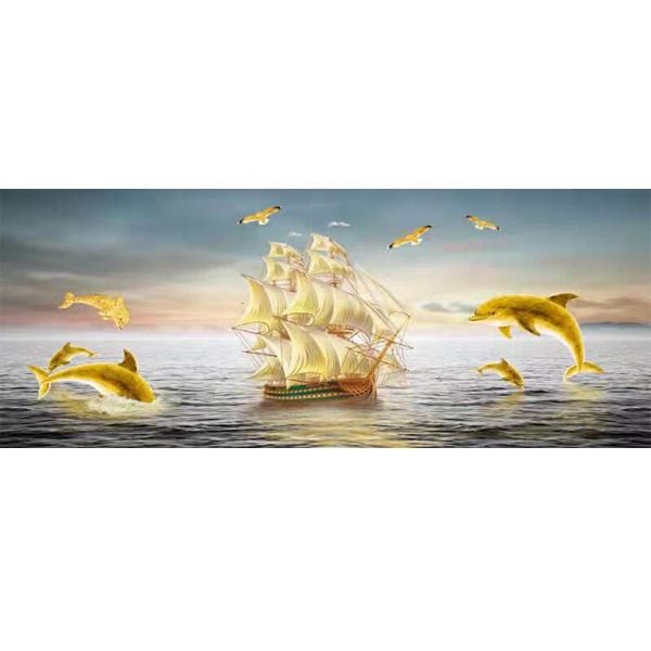 Tranh kính treo tường 3D Thuận buồm xuôi gió