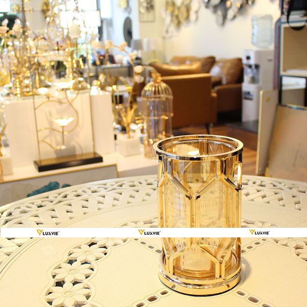 Decor Chậu hoa thủy tinh hình lục giác