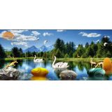 Tranh kính treo tường 3D Đôi uyên ương