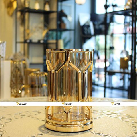 Decor Chậu hoa thủy tinh hình lục giác