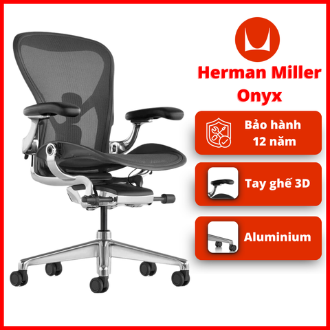 Ghế công thái học Herman Miller Aeron khung nhôm chân nhôm