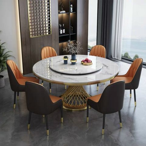 Bàn tròn xoay 2 mặt đá Medusa (không gồm ghế)