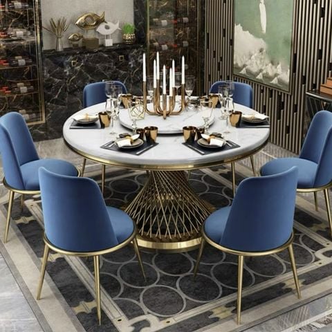 Bàn tròn xoay 2 mặt đá Medusa (không gồm ghế)
