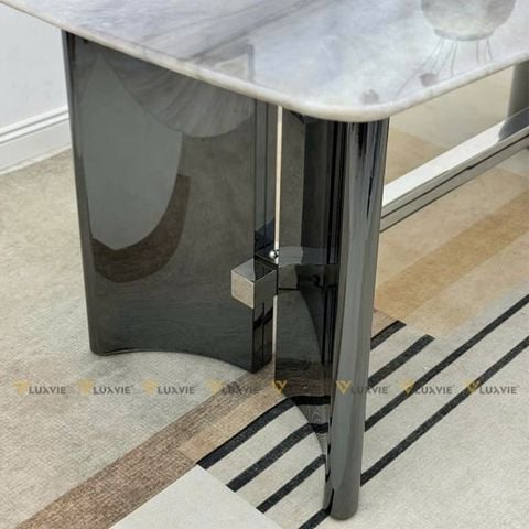 Bàn ăn inox tráng gương mặt đá Winter (không gồm ghế)