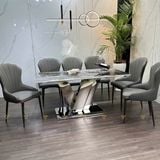 Bàn ăn inox tráng gương mặt đá Elpis