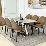 Bàn ăn inox tráng gương mặt đá Zinadia