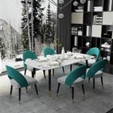 Bộ bàn ăn mặt đá Hebe + ghế Amanda