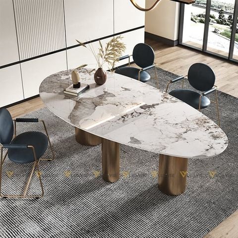 Bàn ăn mặt đá cao cấp Oval (không gồm ghế)
