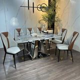 Bàn ăn inox tráng gương mặt đá Twin (không gồm ghế)