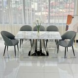 Bàn ăn inox tráng gương mặt đá Twin (không gồm ghế)