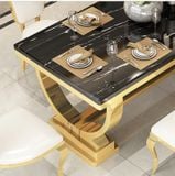Bàn ăn inox mạ vàng mặt đá Venus (không gồm ghế)