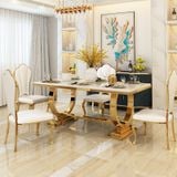 Bàn ăn inox mạ vàng mặt đá Venus (không gồm ghế)