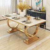 Bàn ăn inox mạ vàng mặt đá Venus (không gồm ghế)