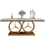 Bàn ăn inox mạ vàng mặt đá Mercedes (không gồm ghế)