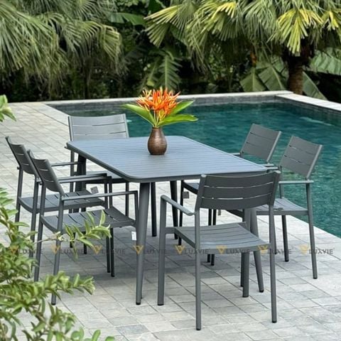 Bộ bàn ghế nhôm ngoài trời BNCNX + Ghế GNVX