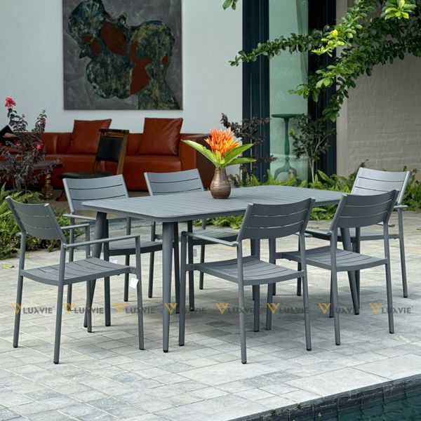 Bộ bàn ghế nhôm ngoài trời BNCNX + Ghế GNVX
