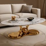 Bàn trà oval mặt đá IO