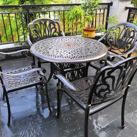 Bộ bàn ghế nhôm ngoài trời BN03 + Ghế LU6005C