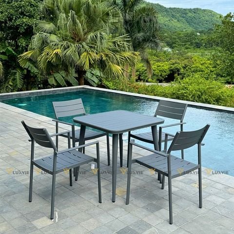 Bộ bàn ghế nhôm ngoài trời BNVX1 + Ghế GNVX