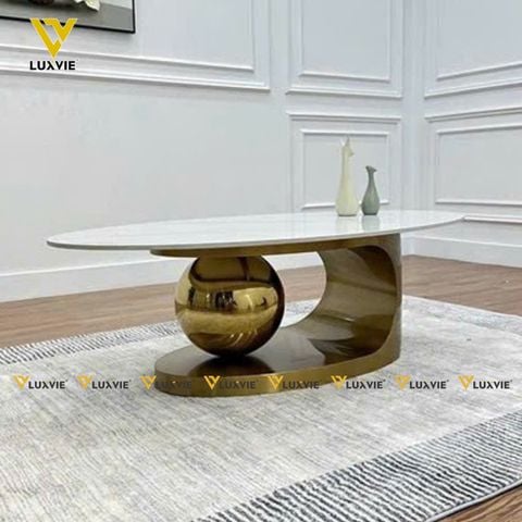 Bàn trà oval mặt đá C-O