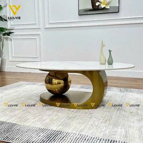 Bàn trà oval mặt đá C-O