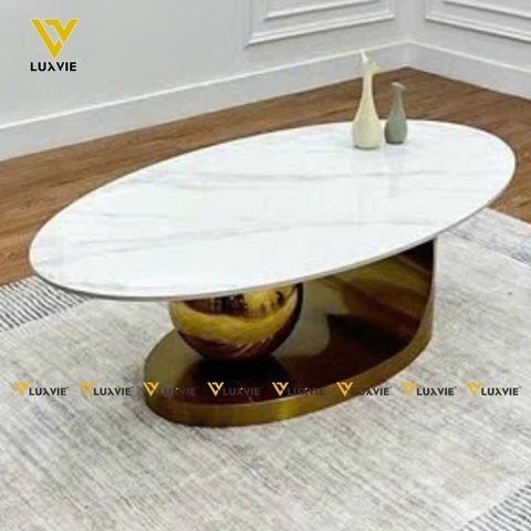 Bàn trà oval mặt đá C-O