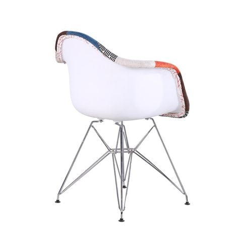 Ghế thổ cẩm có tay chân mạ xi DPA002