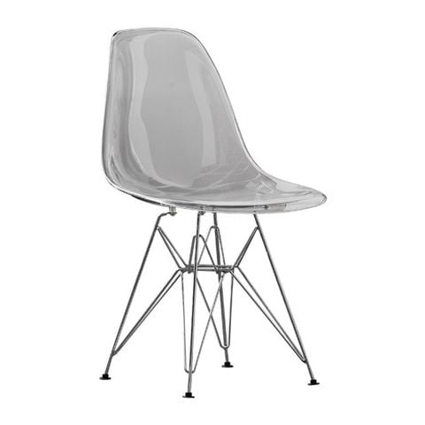 Ghế nhựa trong suốt chân mạ xi DPA004